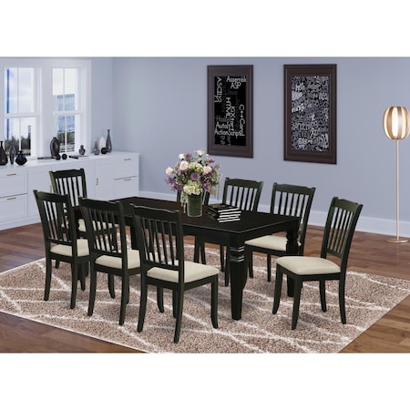 East West Furniture 9 Piece Logan Dining Set - Black LGDA9-BLK-C